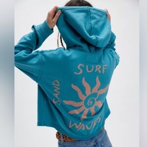 Free People Teal and Peach Surf Hoodie